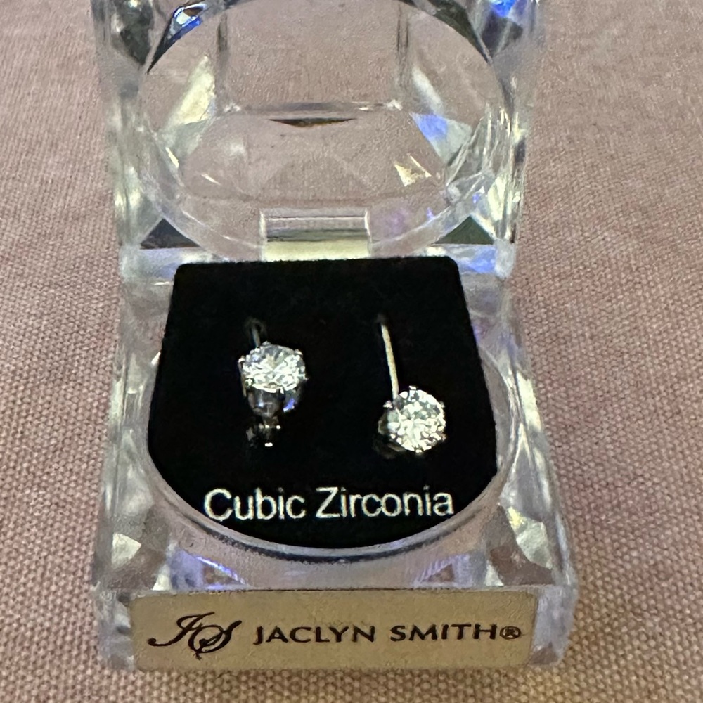 Jaclyn Smith Sparkling Clear Cubic Zirconia Drop Stud Earrings
